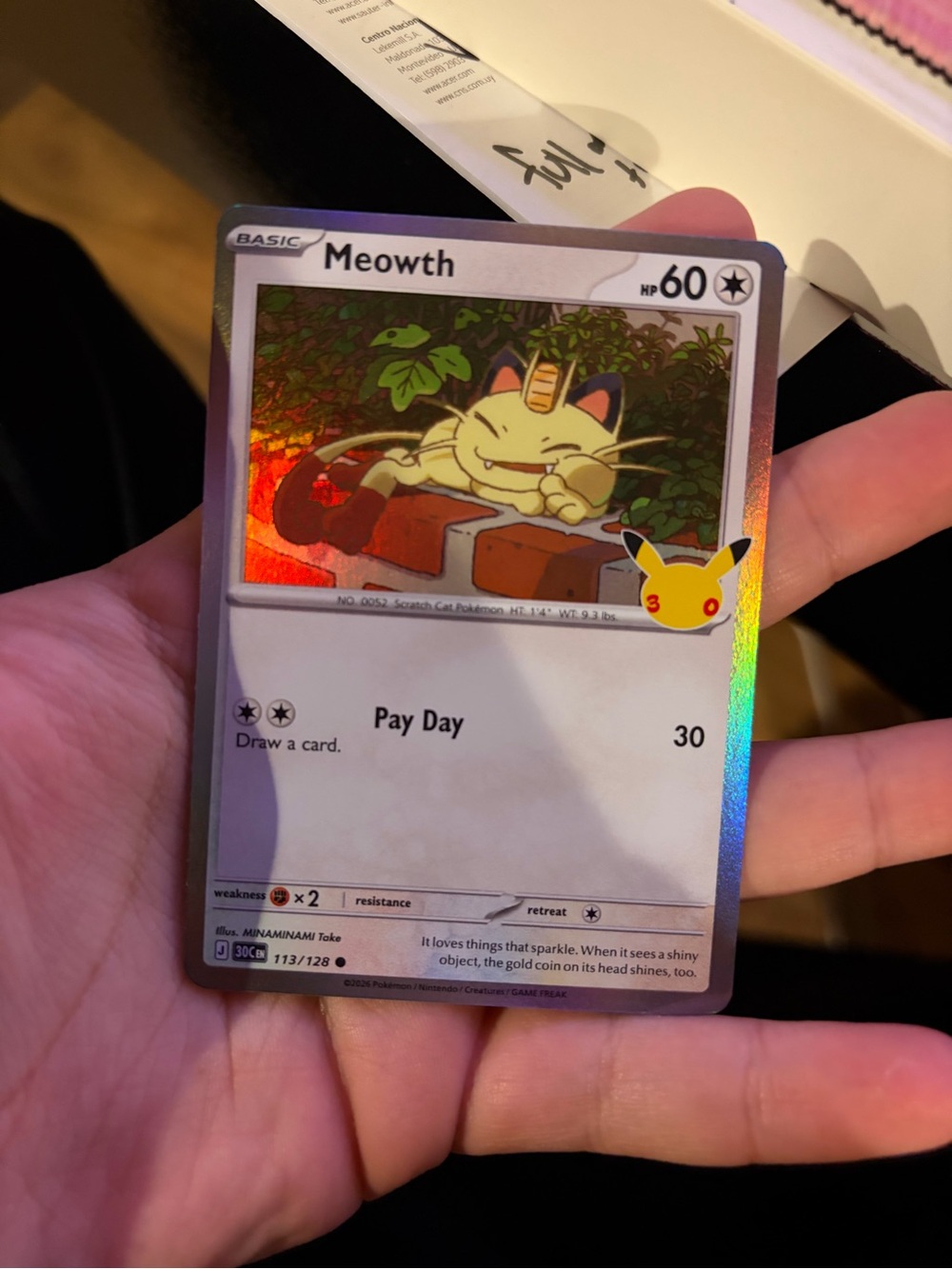 Meowth Collectible Card - Silver Holo